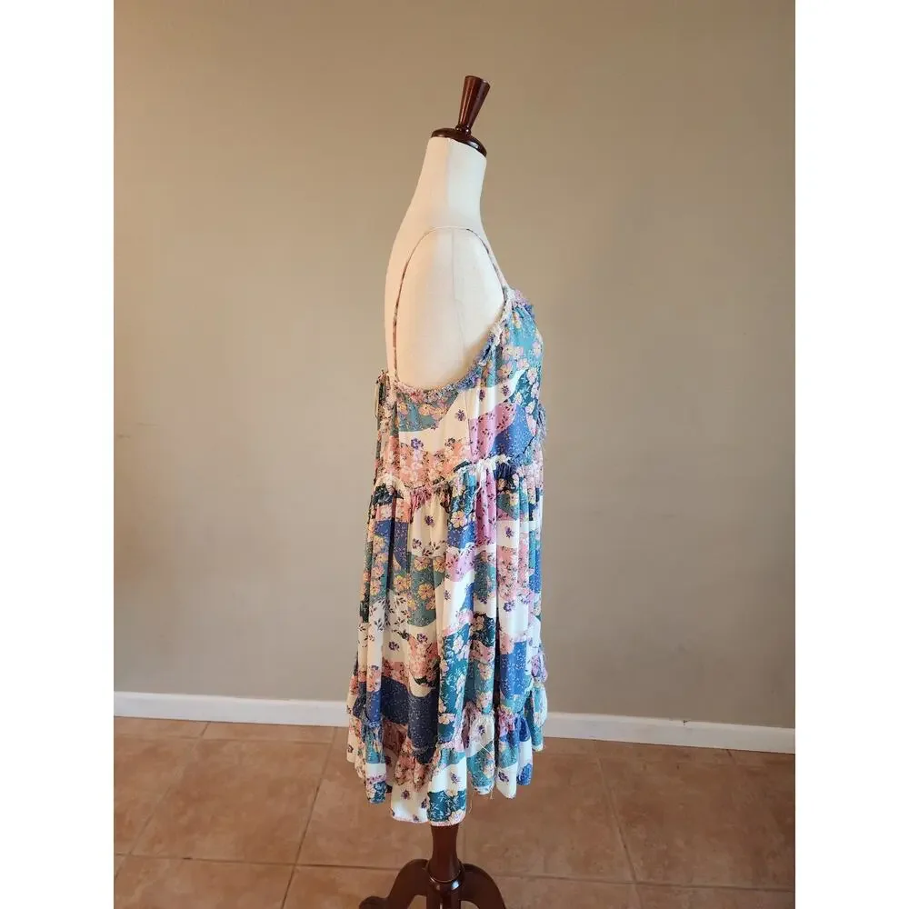 Lovestitch Sammy Mini Dress SZ Large Floral Tiered Boho Ruffles - Picture 7 of 13